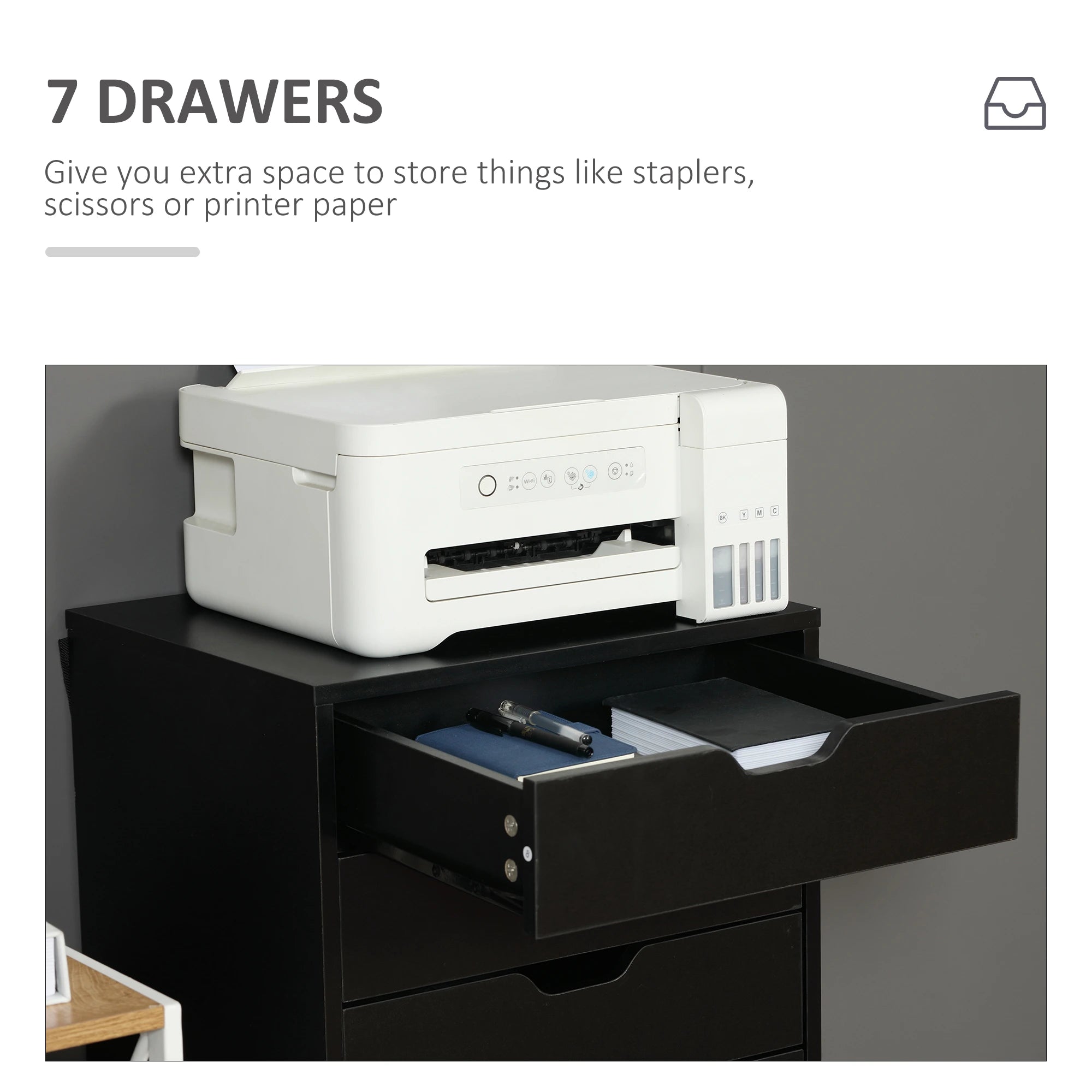 7-Drawer Vertical File Cabinet, 18.7