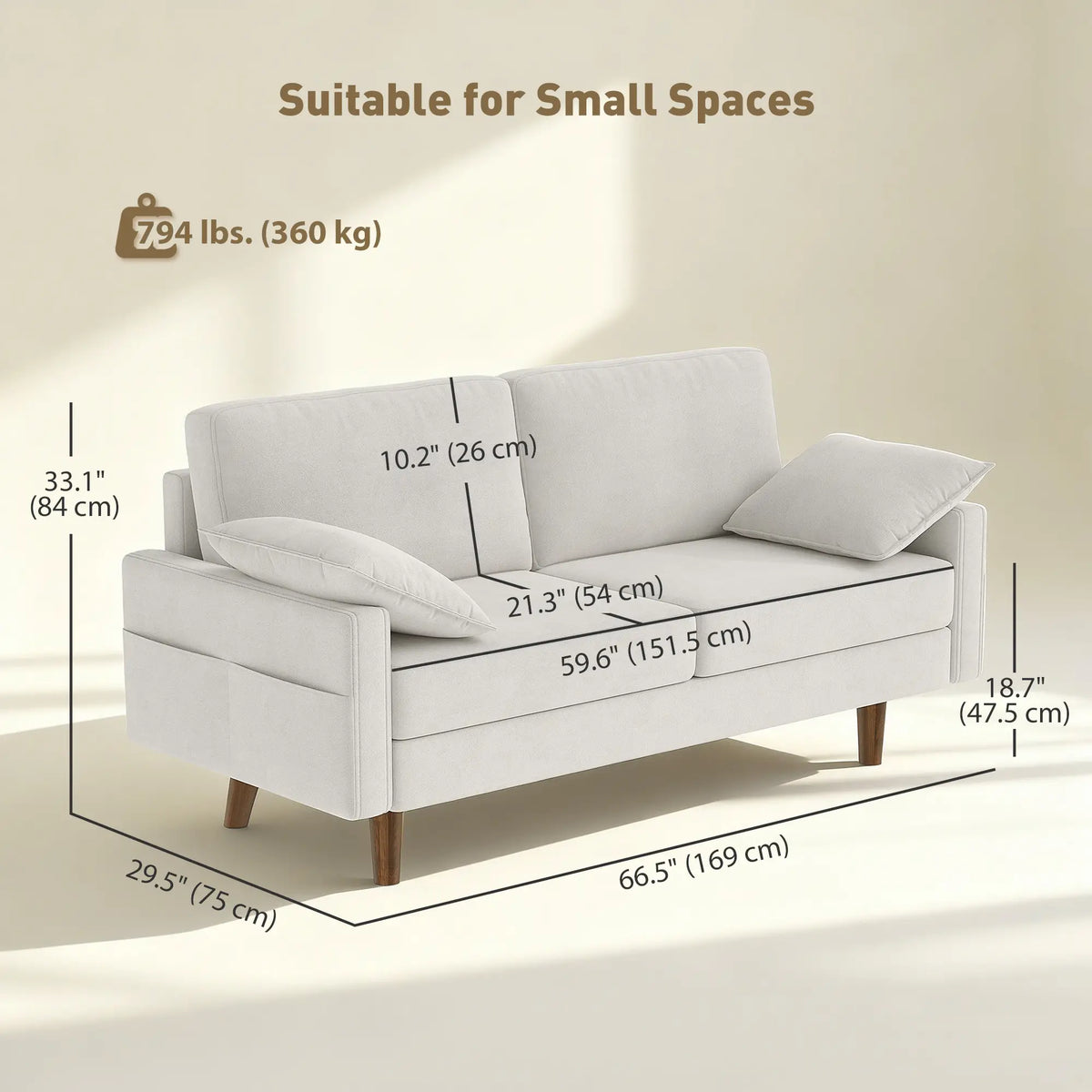 3 Seater Sofa, Velvet Upholstered Couch, Cream White 3-Seater Sofas at Gallery Canada