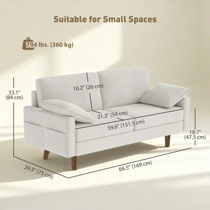 3 Seater Sofa, Velvet Upholstered Couch, Cream White 3-Seater Sofas at Gallery Canada