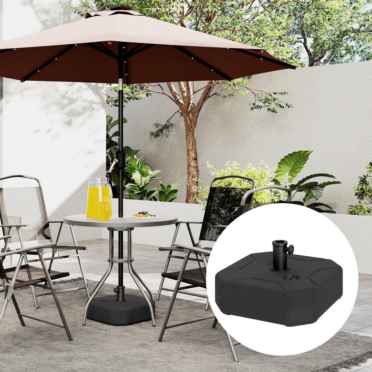 Square Patio Umbrella Base, 17.7" L x 17.7" W x 9.8" H, Black Umbrella Bases at Gallery Canada