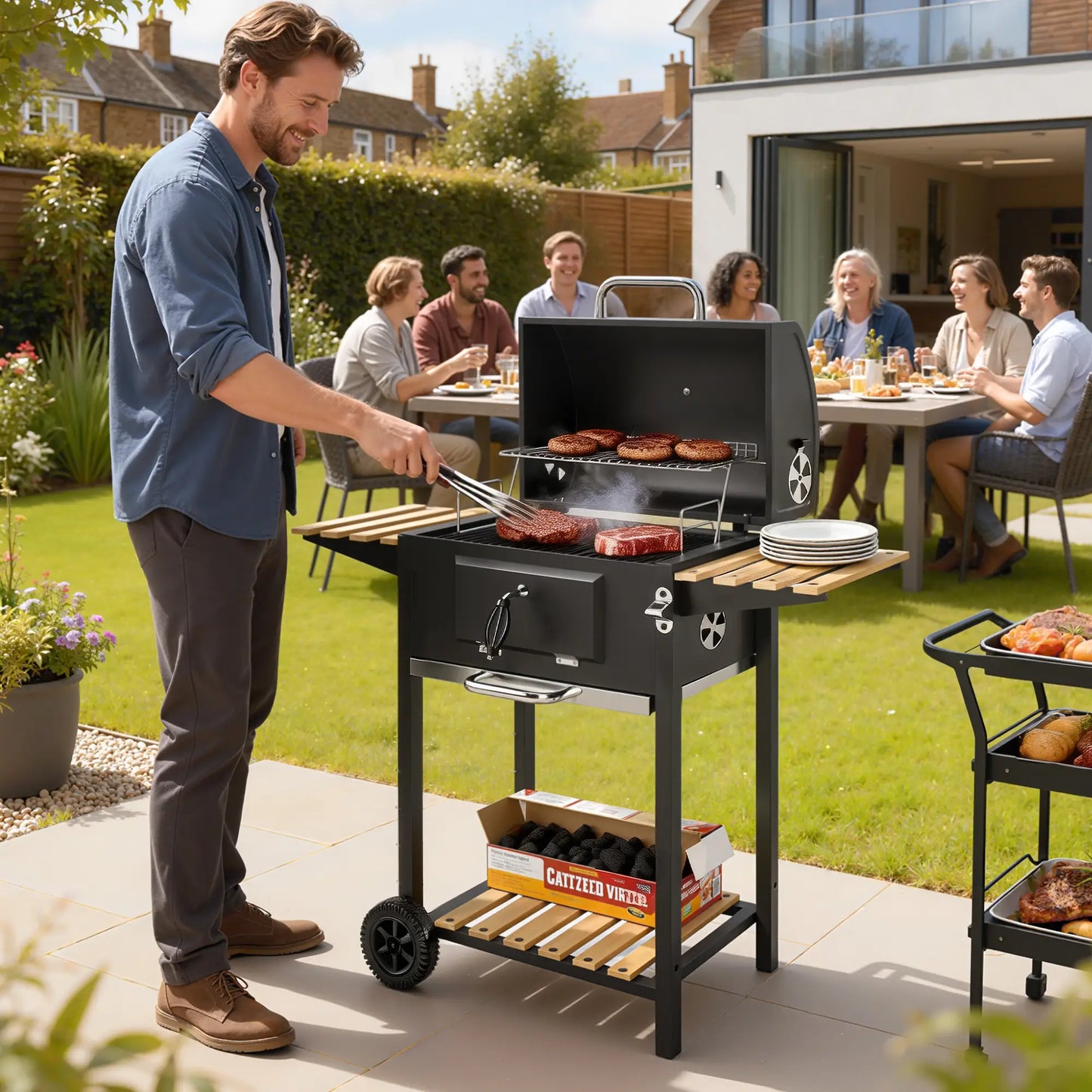 20" Charcoal BBQ Grill On Wheels, Adjustable Pan, Thermometer, Charcoal Charcoal BBQ Grils at Gallery Canada