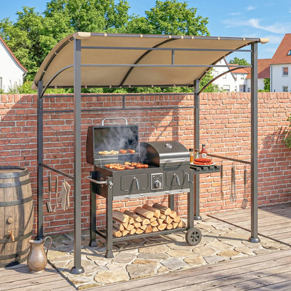 7' x 5' BBQ Grill Gazebo Tent, Steel Frame, Hooks, Khaki BBQ Grill Gazebos at Gallery Canada