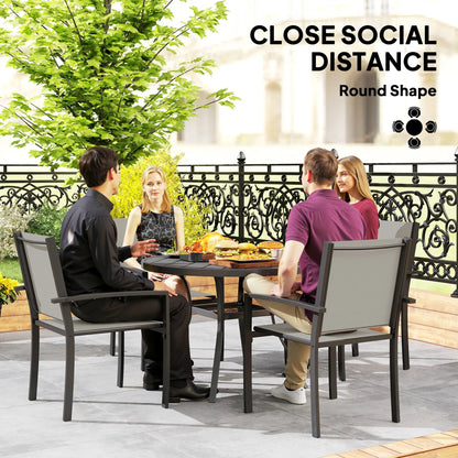 Ensemble de salle à manger extérieur de 5 pièces, table ronde, 4 chaises
