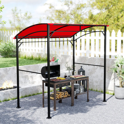 7' x 5' Garden Grill Canopy, BBQ Gazebo Tent, Steel Frame, Wine Red BBQ Grill Gazebos at Gallery Canada