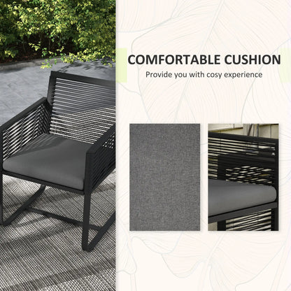 3-Piece PE Rattan Bistro Set, Seat Cushions, Tempered Glass Table, Black Bistro Sets at Gallery Canada