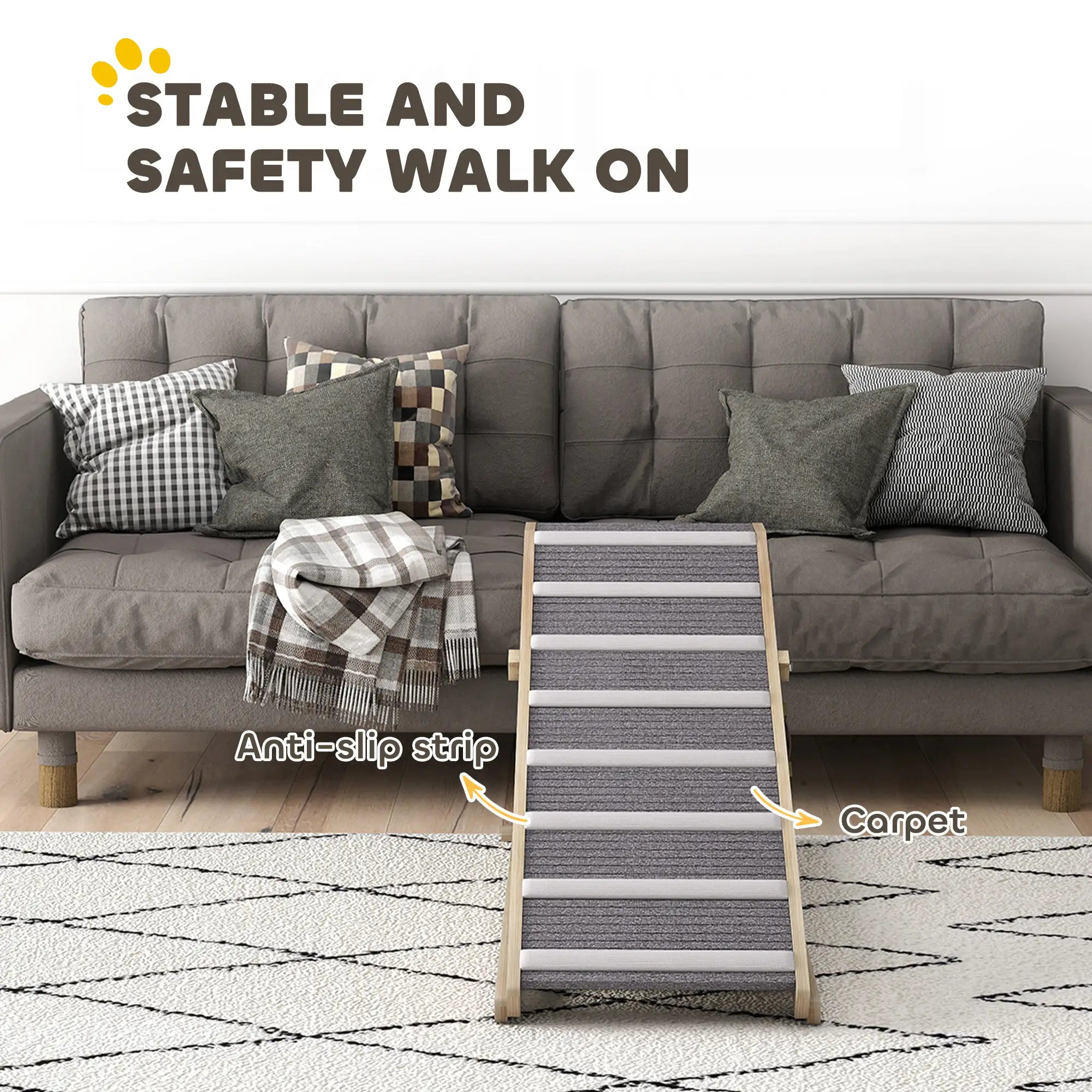 Foldable Dog Ramp For Couch, 4 Adjustable Height 16