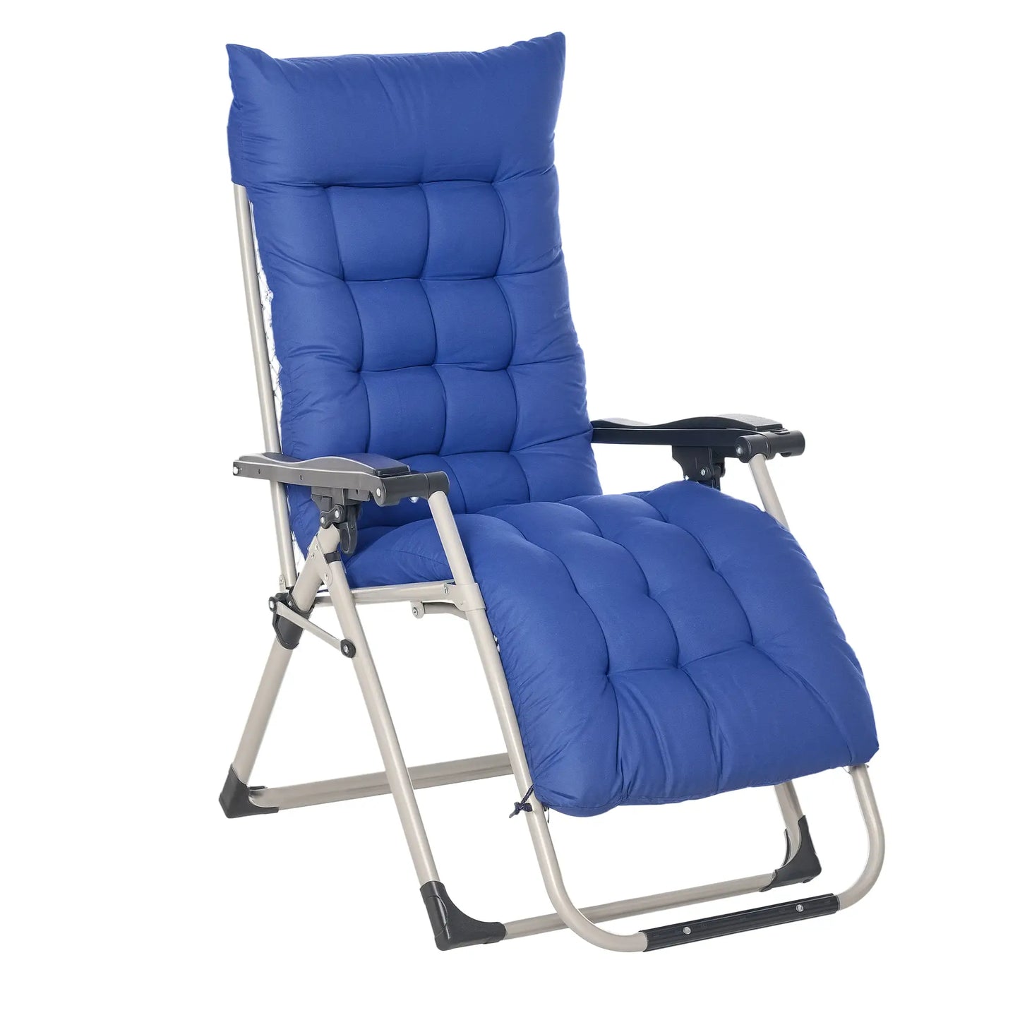 Reclining Zero Gravity Chair, Adjustable Backrest, Folding Garden Lounger, Dark Blue Lounger Chairs Dark Blue at Gallery Canada