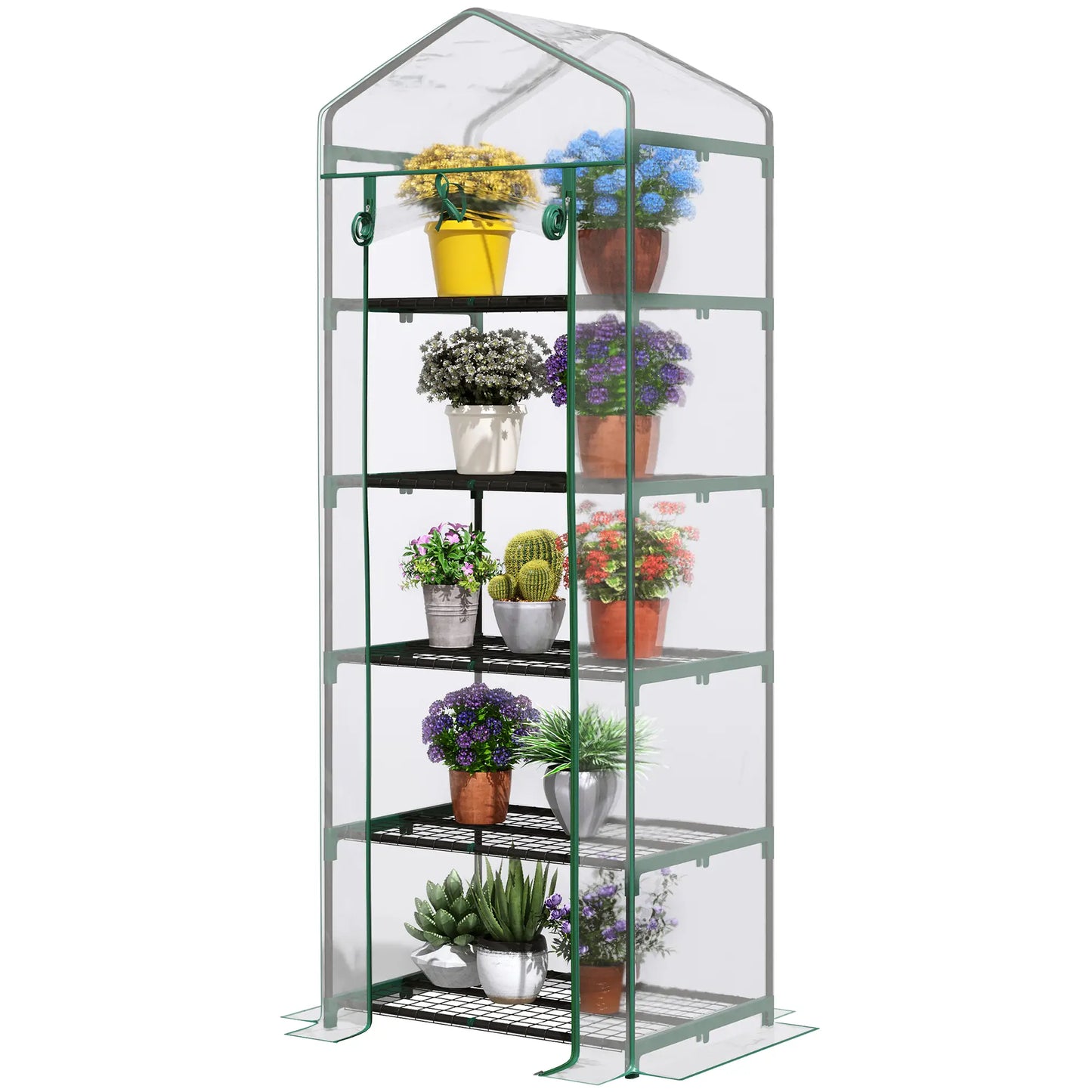 5 Tier Mini Greenhouse, Portable, Transparent, 27.25" x 19.25" x 76", Clear Portable Greenhouses Clear, Dark Green at Gallery Canada