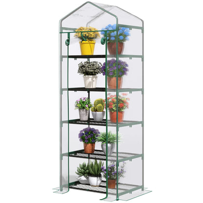 5 Tier Mini Greenhouse, Portable, Transparent, 27.25" x 19.25" x 76", Clear Portable Greenhouses Clear, Dark Green at Gallery Canada