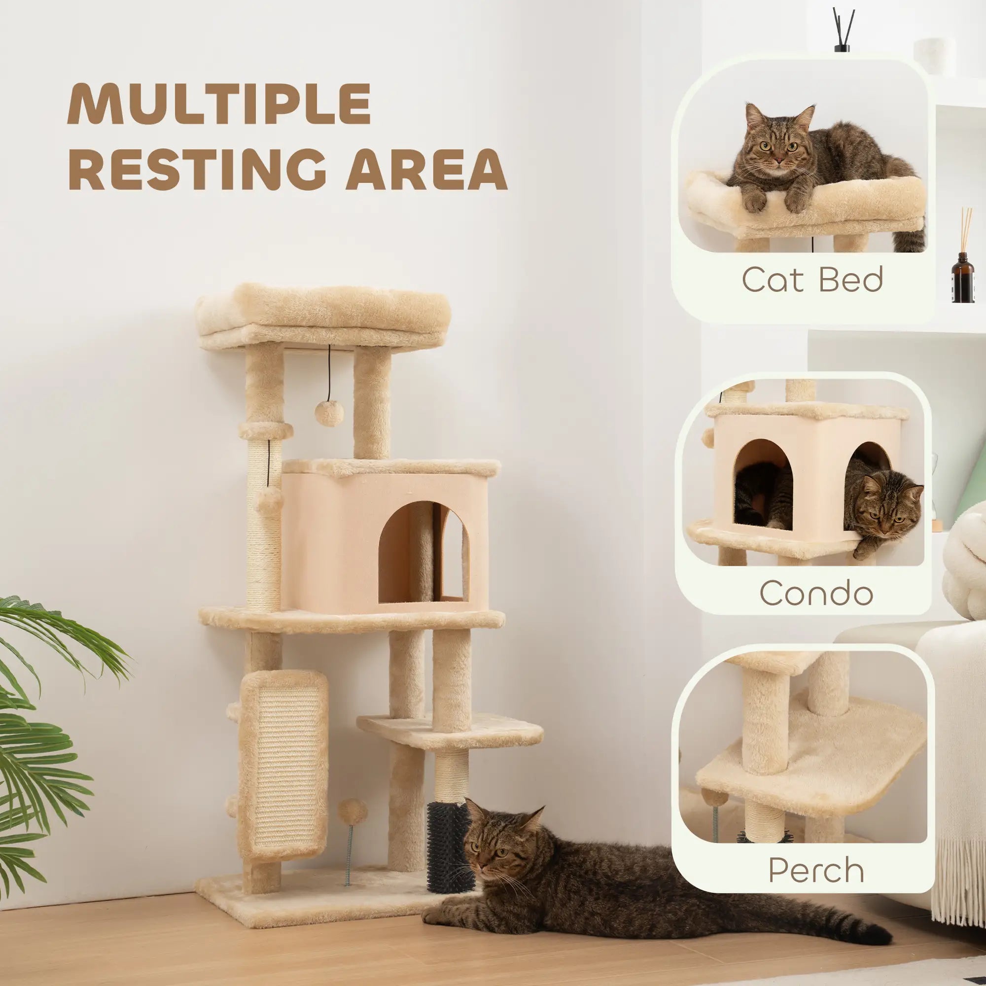 41 Inch Cat Tree, Scratching Posts, Bed, Condo, Grooming Brush, Platforms, Toys Cat Towers at Gallery Canada