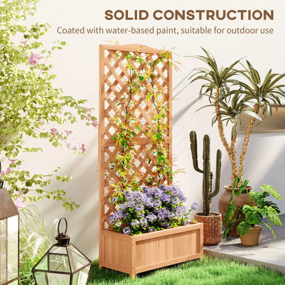 Wood Planter with Trellis, Raised Garden Bed, 30" x 14" x 67", Brown Raised Garden Beds at Gallery Canada