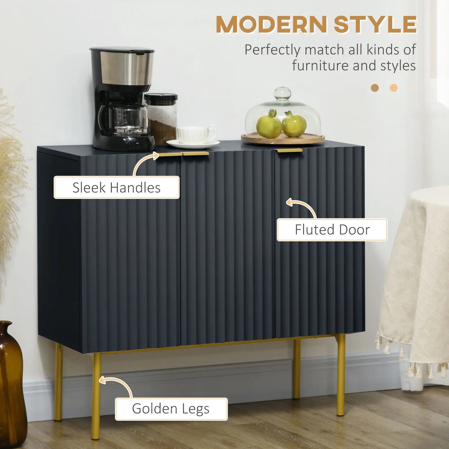 Modern Storage Cabinet, Sideboard Buffet, Gold Legs, Black Storage Cabinets at Gallery Canada