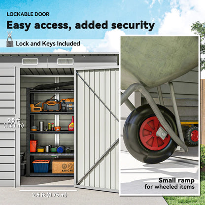 6 x 4FT Galvanized Garden Storage Shed, Metal Outdoor Shed, Light Grey Sheds at Gallery Canada