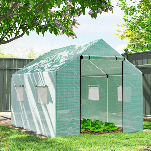 Walk-in Tunnel Greenhouse, UV-Resistant, 6.6' x 10' x 6.6', Green