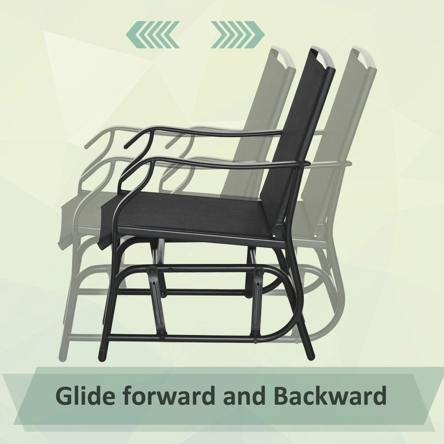 3 Piece Patio Glider Set, Breathable Mesh Seat, Glass Top Table, Black Outdoor Gliders at Gallery Canada