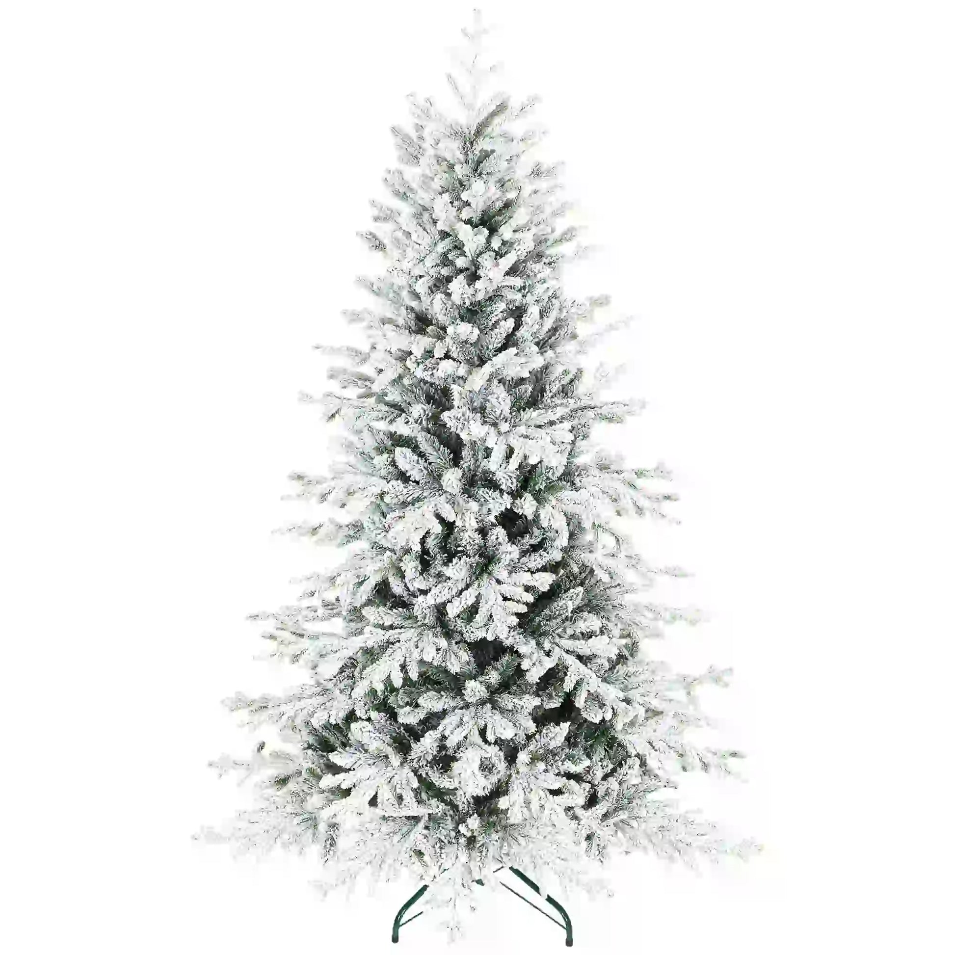 6ft Artificial Flocked Christmas Tree, Full Snow Pine, Hinged with Metal Stand Artificial Christmas Trees at Gallery Canada