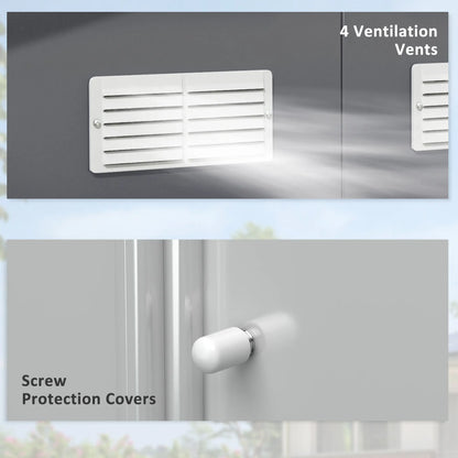 11.2ft x 12.5ft Garden Storage Shed, 4 Vent Slots, Double Sliding Door, Grey Sheds at Gallery Canada