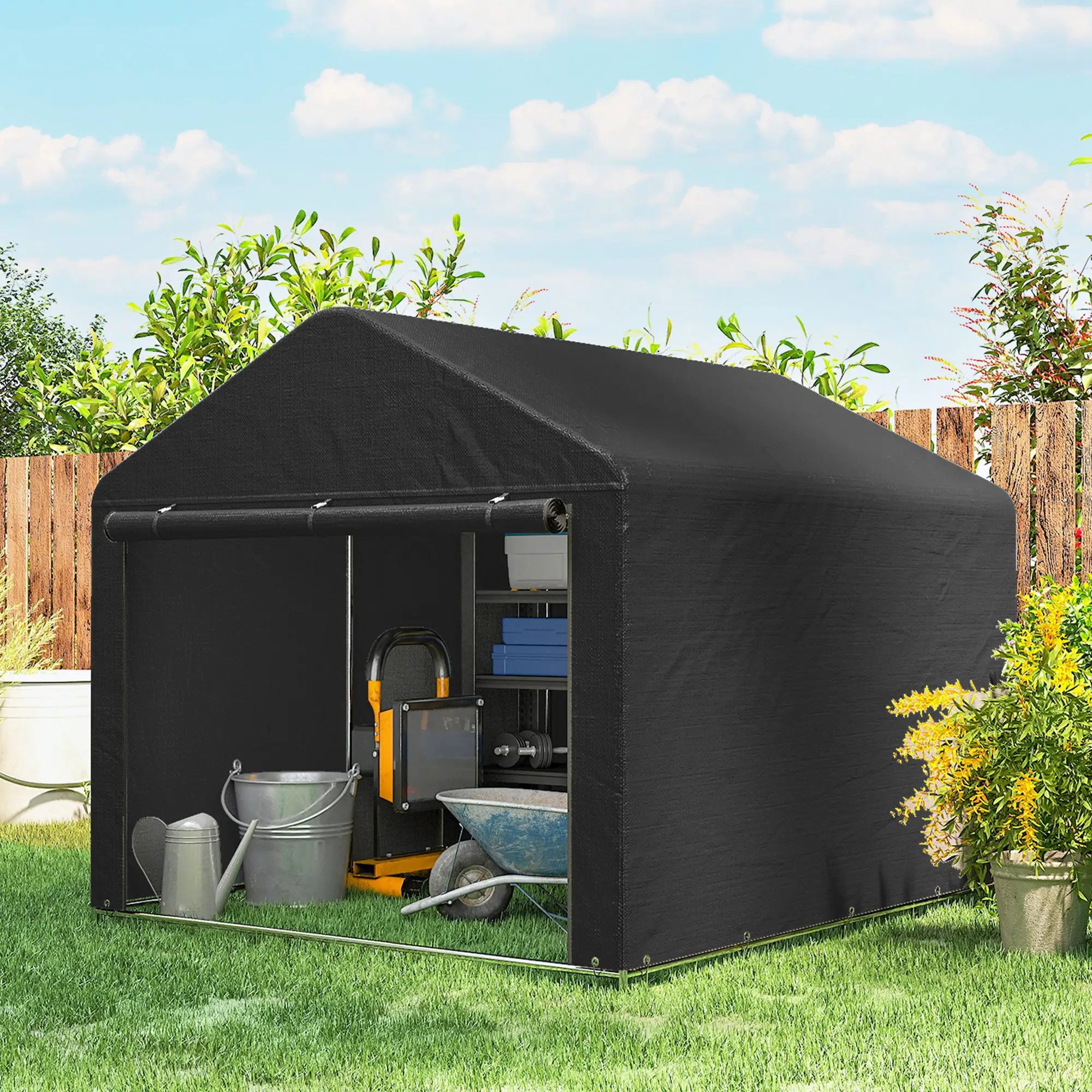 6.6' x 7.8' Portable Shed, Waterproof Bike Tent, Black Sheds at Gallery Canada