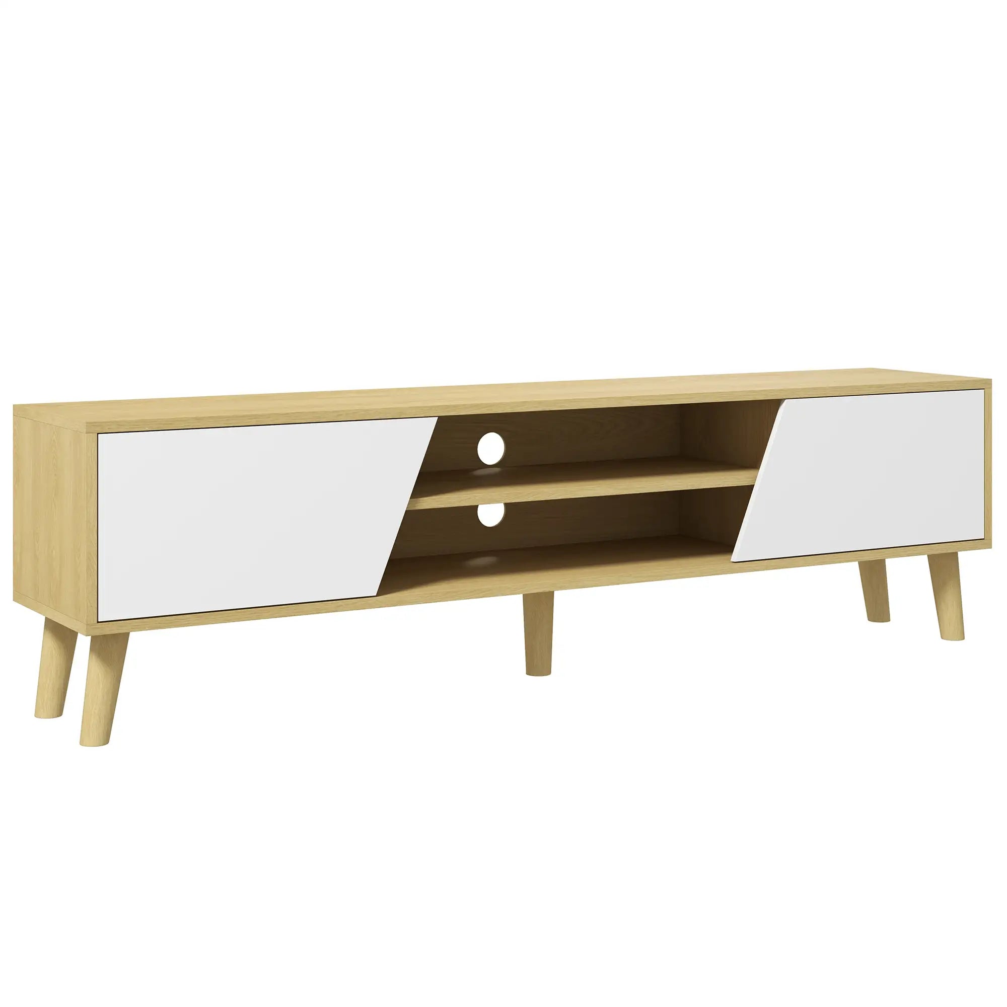 TV Stand for 65 Inch TV, Entertainment Center, Oak White, White TV Stands at Gallery Canada