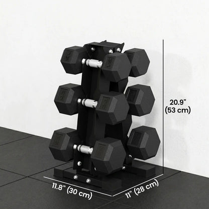 120Lbs Rubber Coated Hex Dumbbell Set With Vertical Rack, Rubber Dumbbells & Barbells at Gallery Canada