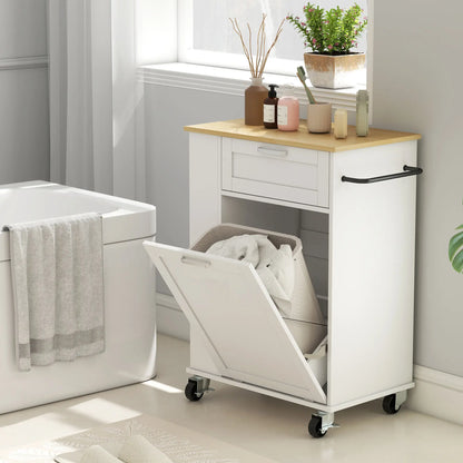 Rolling Kitchen Island with Trash Can Storage, Spice Rack, Drawer, White Kitchen Islands & Kitchen Carts at Gallery Canada