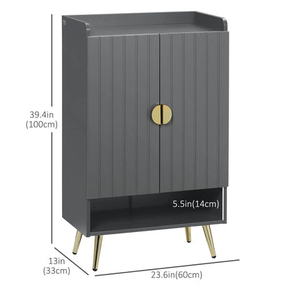 Narrow Shoe Storage Cabinet, Adjustable Shelves, Open Shelf, 15 Pairs, Grey Shoe Storage Cabinets & Racks at Gallery Canada