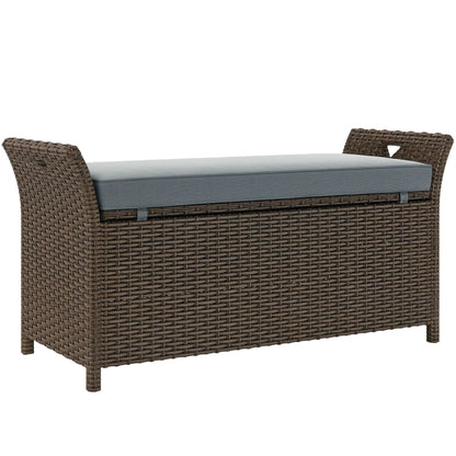 2-In-1 Outdoor Rattan Storage Bench, 29 Gallon, Dark Grey Patio Storage Boxes at Gallery Canada