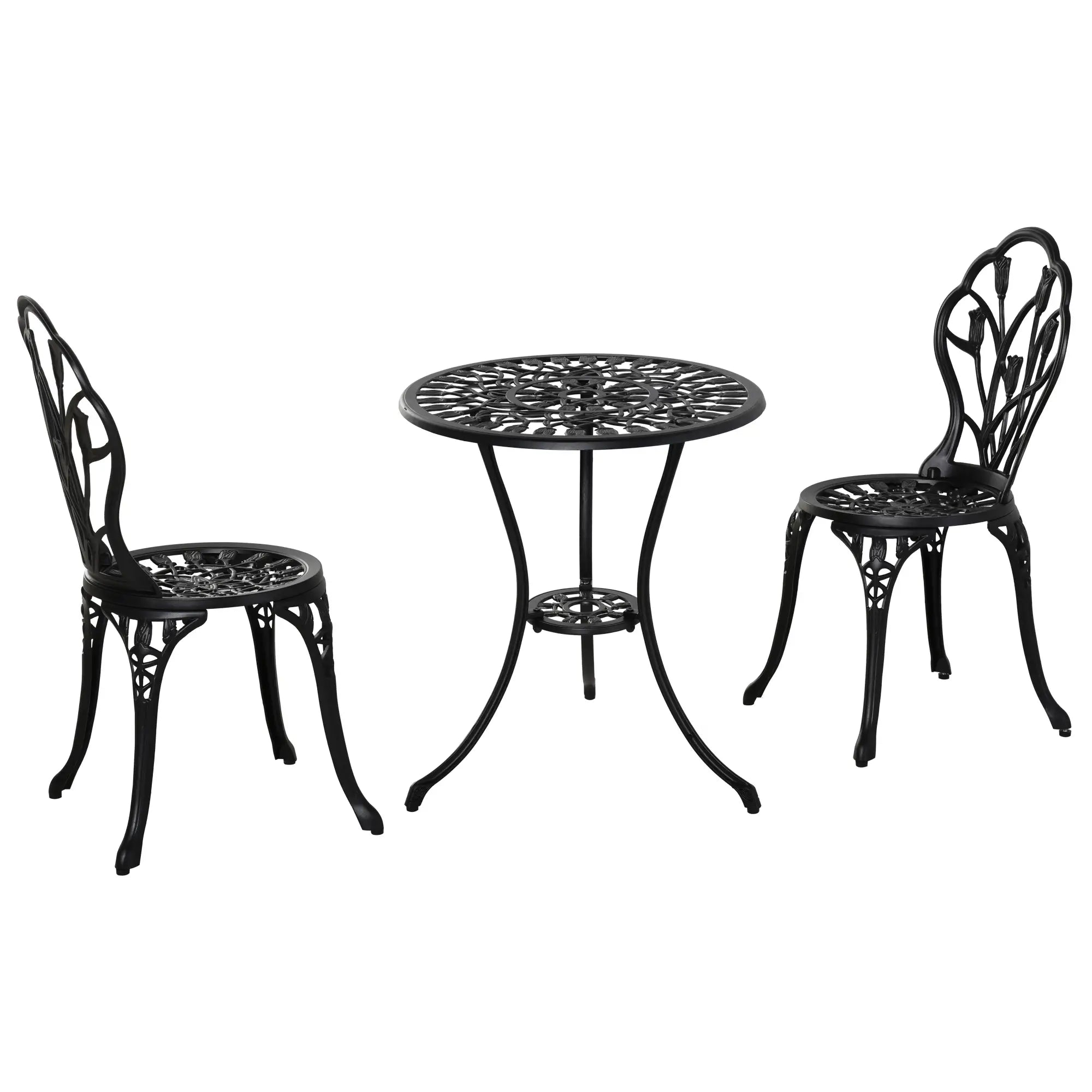 3PCs Patio Bistro Set, Outdoor Cast Aluminum Table and Chairs, Black Bistro Sets at Gallery Canada