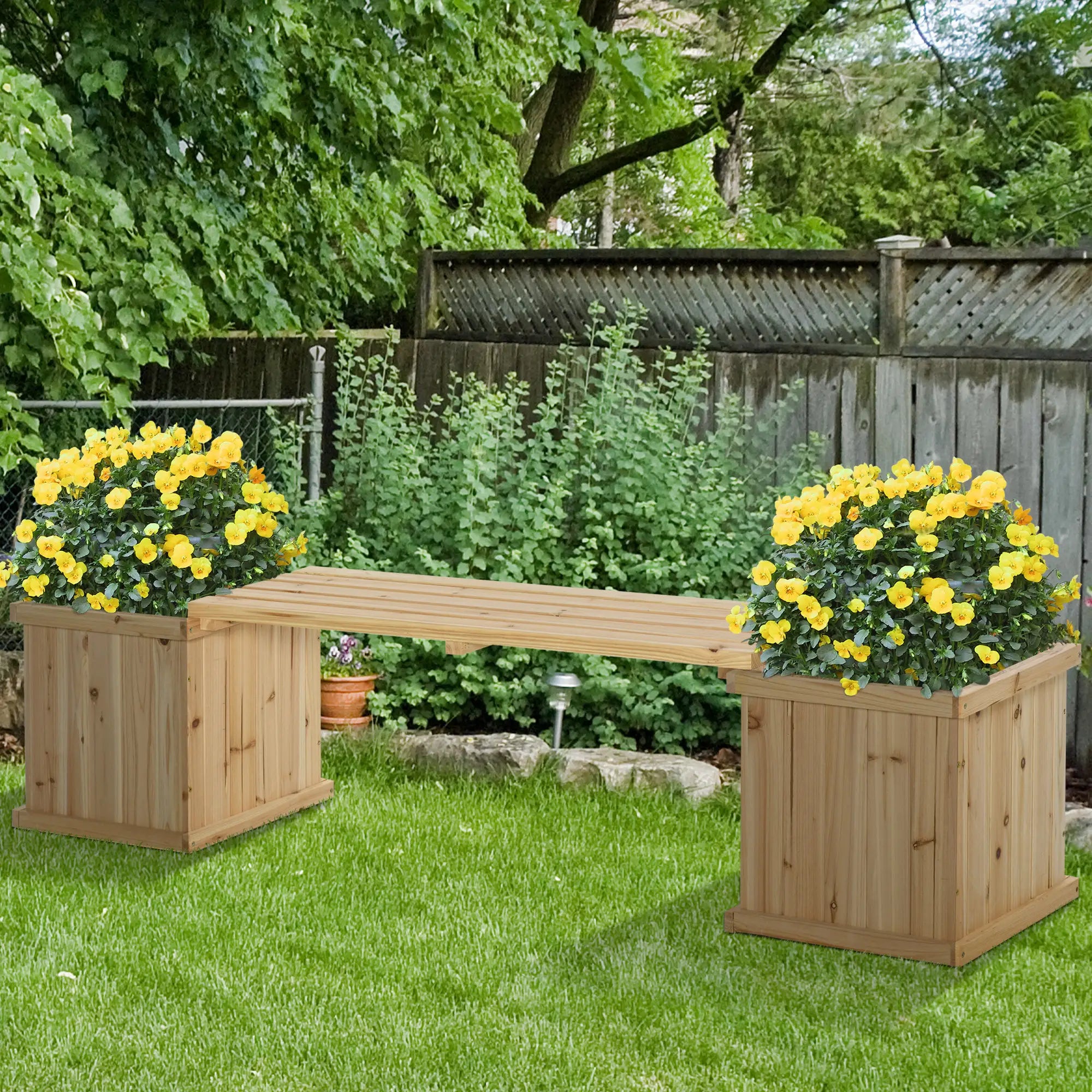 Raised Garden Bed Bench Planter, 69.25