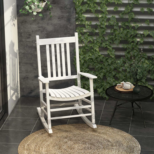 Wooden Porch Rocking Chair, Outdoor, White