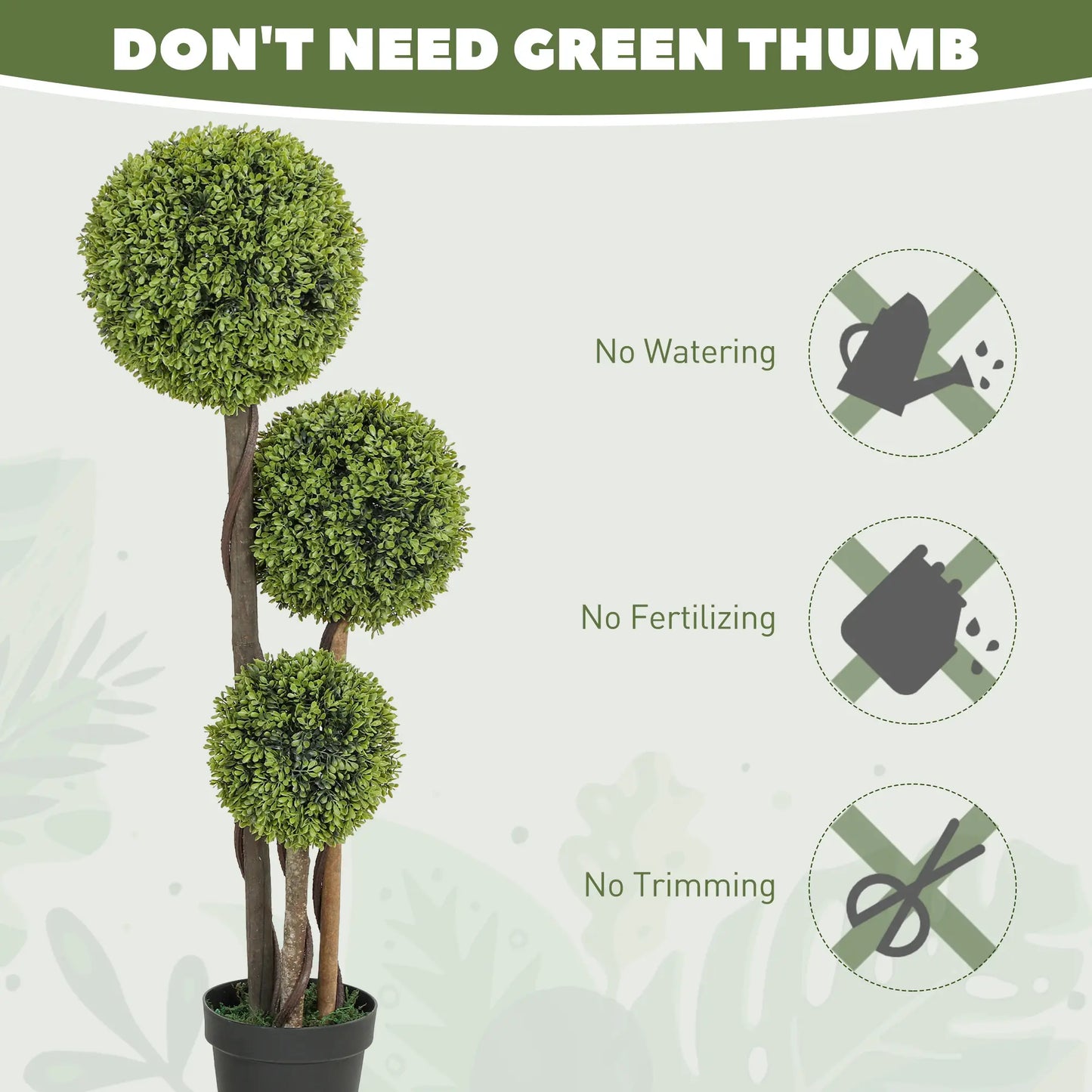 Arbre topiaire artificiel en buis de 45 pouces, lot de 2, intérieur/extérieur, vert