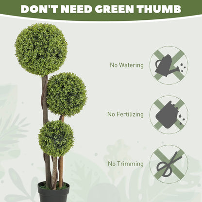 Arbre topiaire artificiel en buis de 45 pouces, lot de 2, intérieur/extérieur, vert