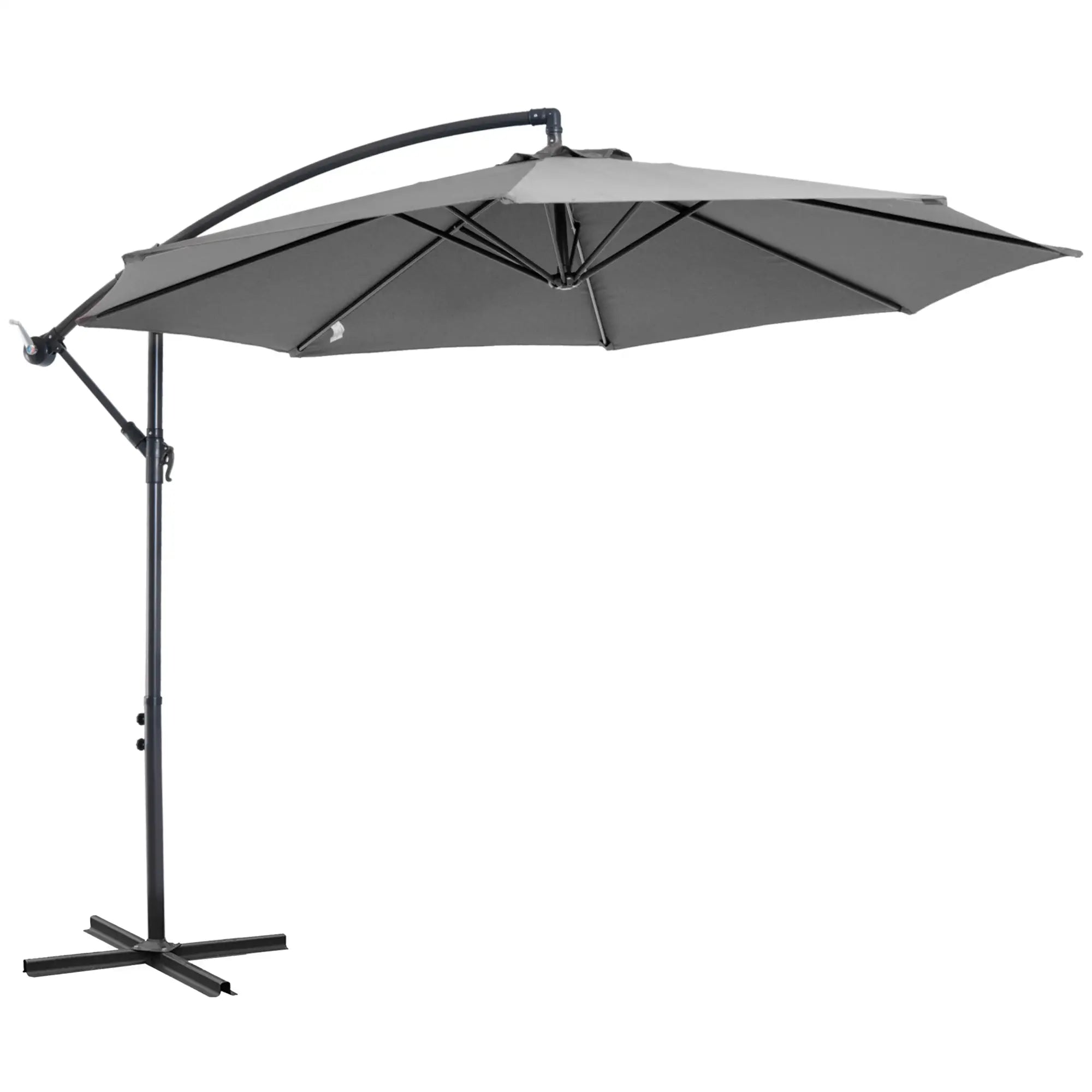 9.7ft Offset Patio UmbrellaCantilever Parasol with Crank Handle, 8 Ribs and Cross Base for Outdoor, Sun Shade, Cream Offset Cantilever Umbrellas at Gallery Canada