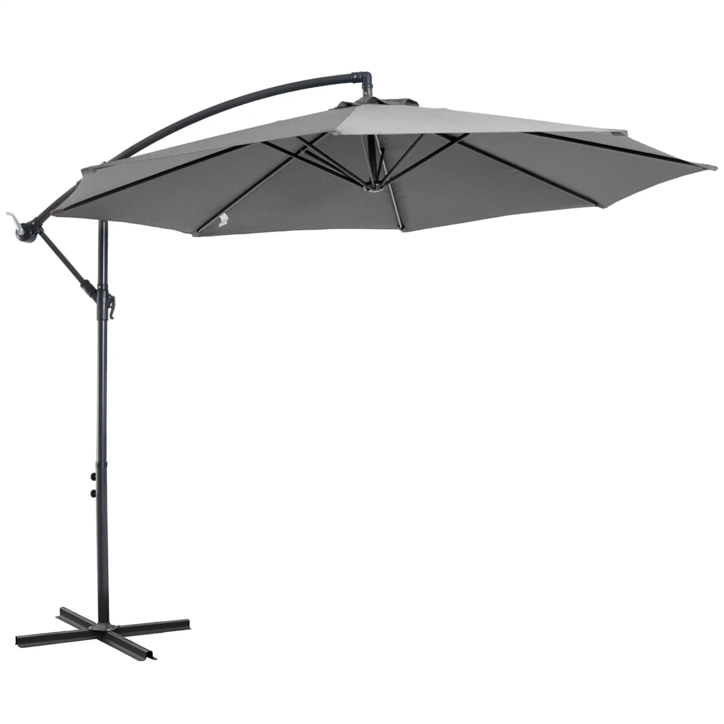 9.7ft Offset Patio UmbrellaCantilever Parasol with Crank Handle, 8 Ribs and Cross Base for Outdoor, Sun Shade, Cream Offset Cantilever Umbrellas at Gallery Canada