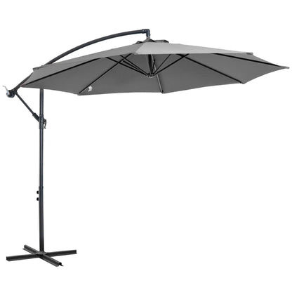 9.7ft Offset Patio UmbrellaCantilever Parasol with Crank Handle, 8 Ribs and Cross Base for Outdoor, Sun Shade, Cream Offset Cantilever Umbrellas at Gallery Canada