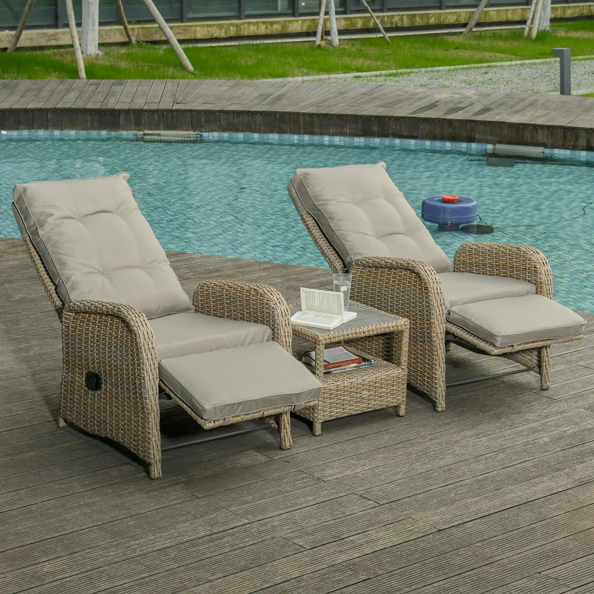 3pc Patio Wicker Bistro Set, PE Rattan Coffee Table, Adjustable Chairs, Khaki Bistro Sets at Gallery Canada