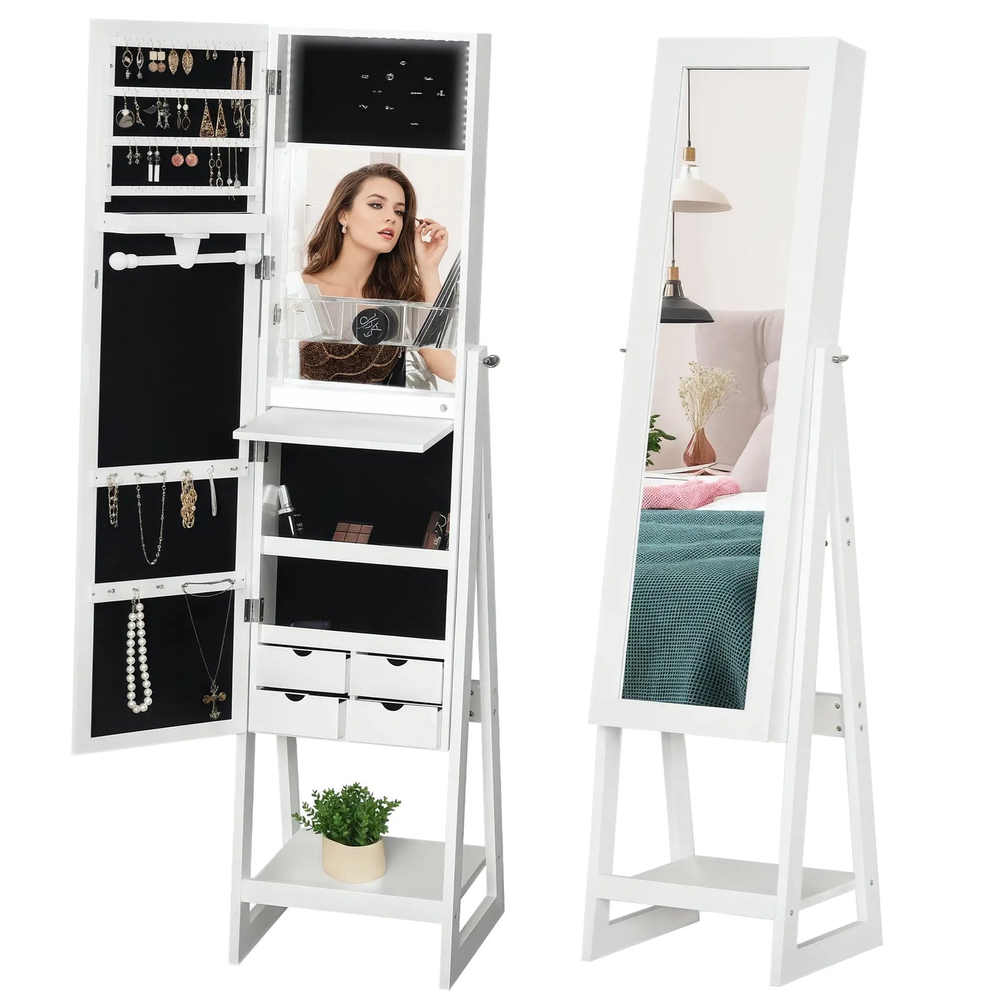 Jewellery Cabinet with Full-Length Mirror, White Jewellery Armoire & Jewellery Mirror Cabinets at Gallery Canada