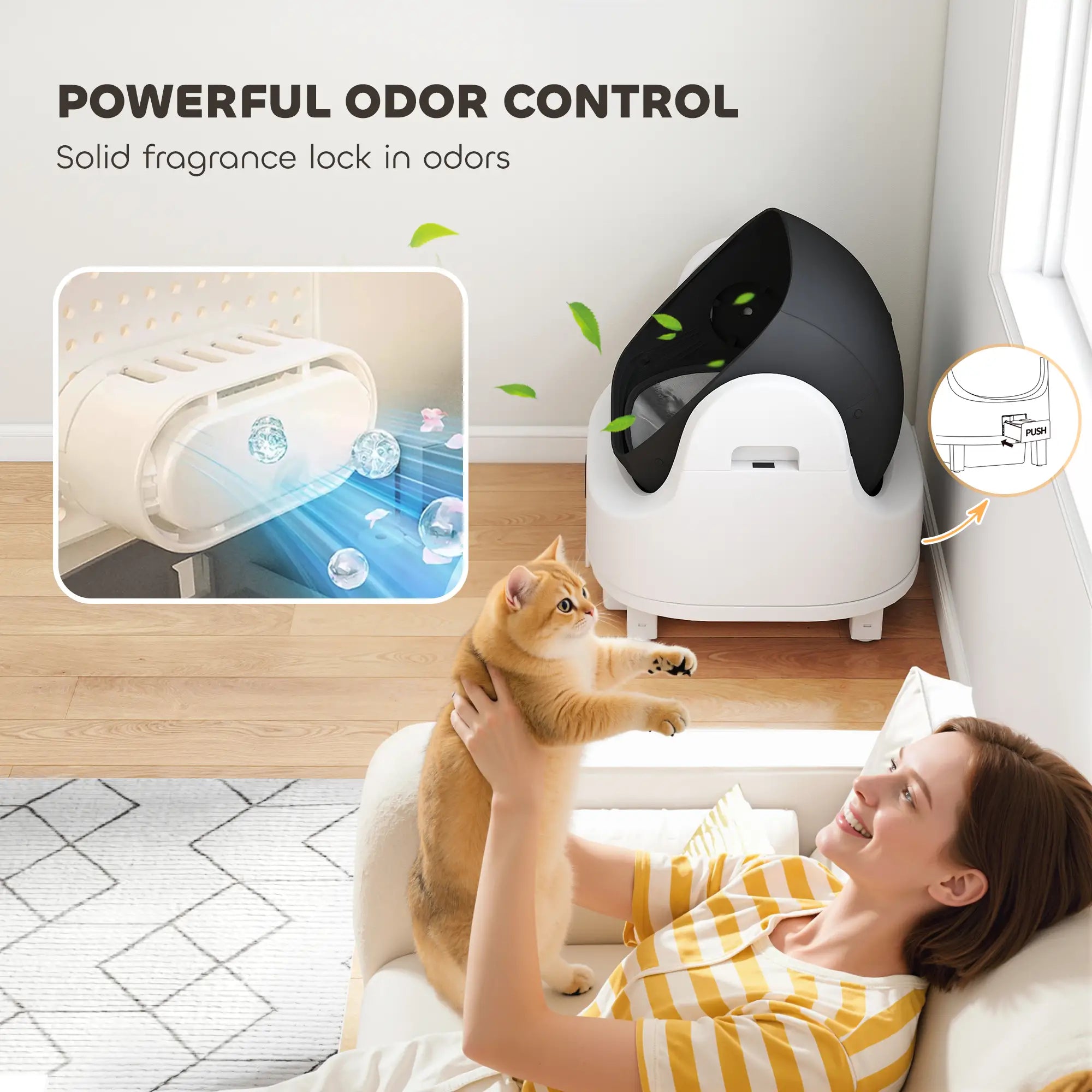 Open Top Self Cleaning Cat Litter Box, Automatic with Safety Protection Cat Litter Box Enclosures at Gallery Canada