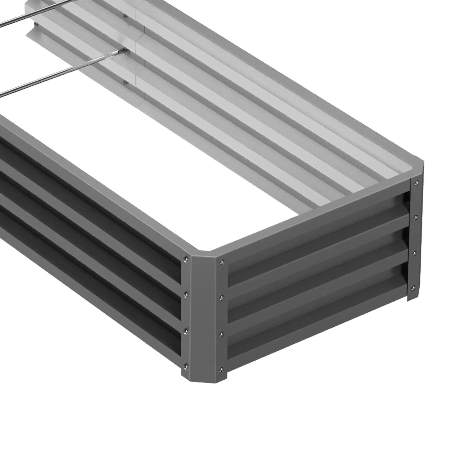 L-Shaped Raised Garden Bed, 82" x 109" x 12", Galvanized Steel, Dark Grey Galvanized Planter Boxes at Gallery Canada