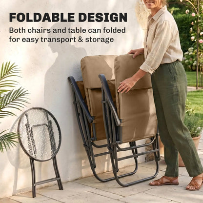 3-Piece Foldable Rocking Chair Set, Light Brown Outdoor Rocking Chairs at Gallery Canada