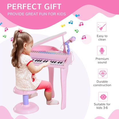 Mini Electronic Piano, 37 Key Keyboard, Kids Toy with Microphone, Pink Electronic Musical Pianos at Gallery Canada