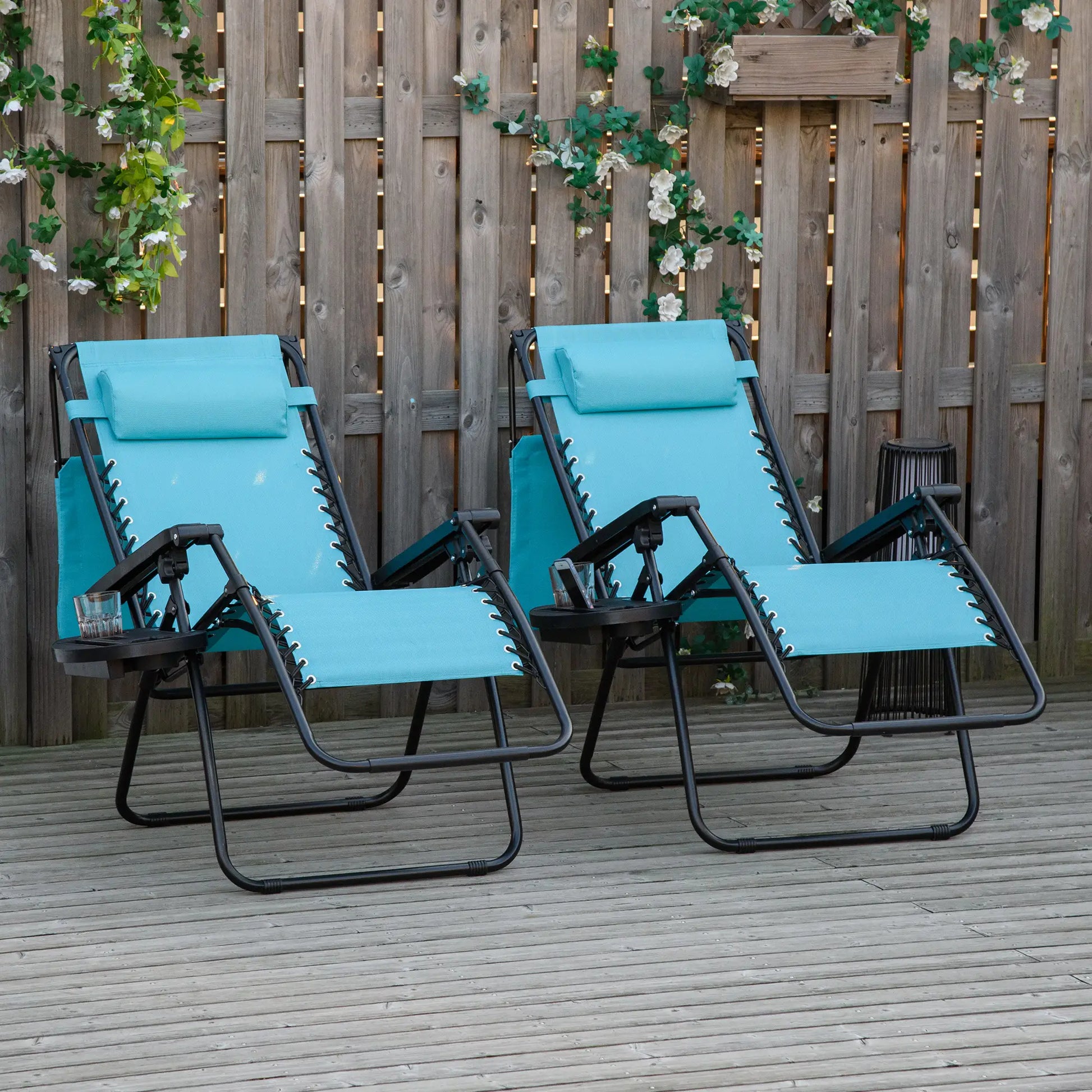 Foldable Lounge Chair with Canopy, Outdoor Zero Gravity Chair, Sky Blue Lounger Chairs at Gallery Canada