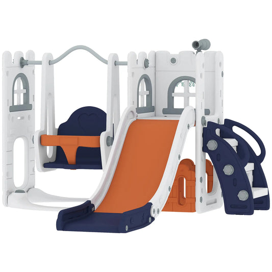6-In-1 Baby Swing Playset, Indoor Slide Swing Set, Orange Gym Sets & Swings Orange, White, Dark Blue at Gallery Canada