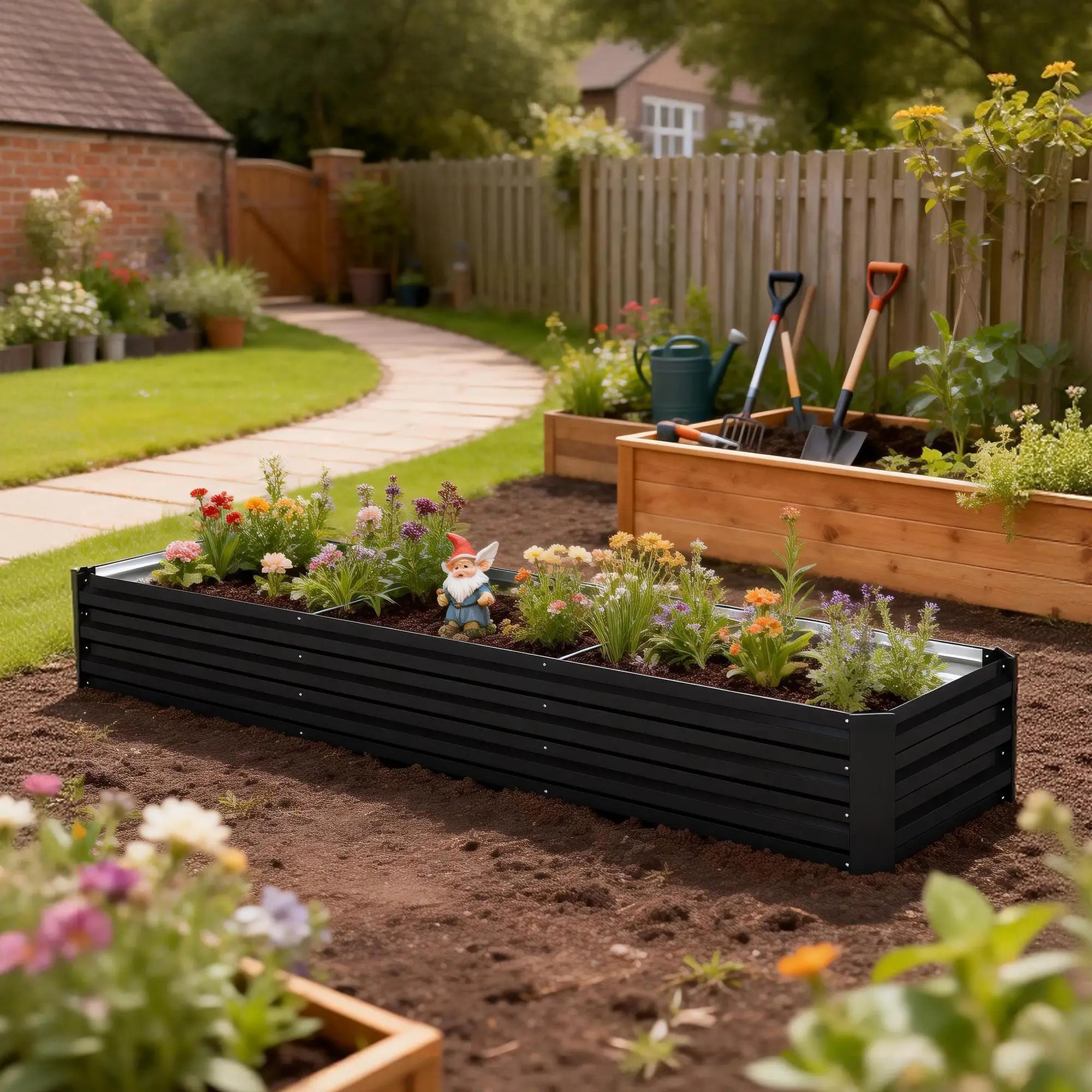 8'x2'x1' Galvanized Raised Bed, Elevated Planter Box, Black Galvanized Planter Boxes at Gallery Canada