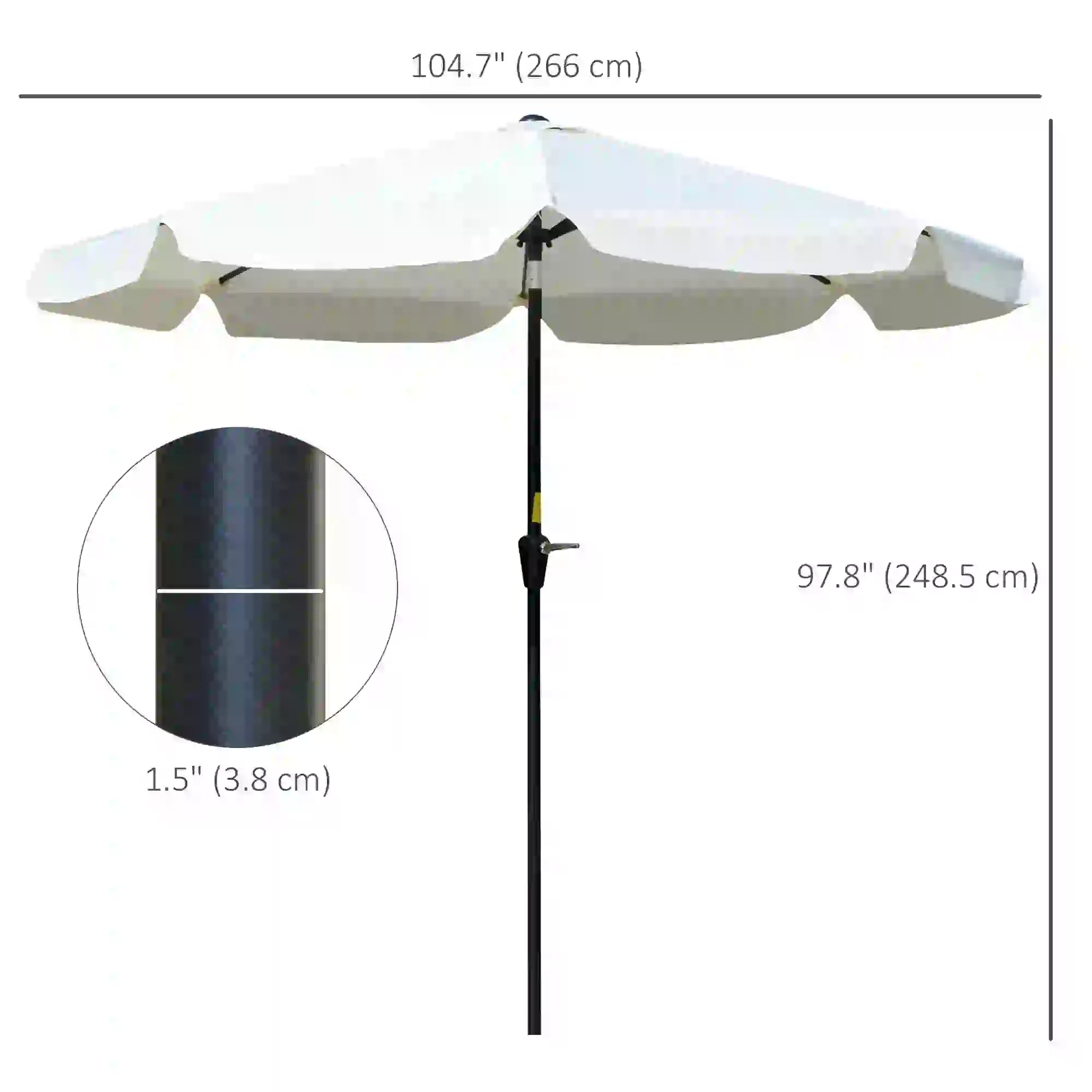 8.5 ft Round Patio Umbrella, Tilt and Crank, Cream White Sun Umbrellas at Gallery Canada