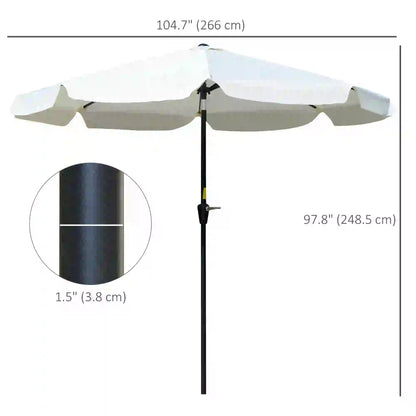 8.5 ft Round Patio Umbrella, Tilt and Crank, Cream White Sun Umbrellas at Gallery Canada