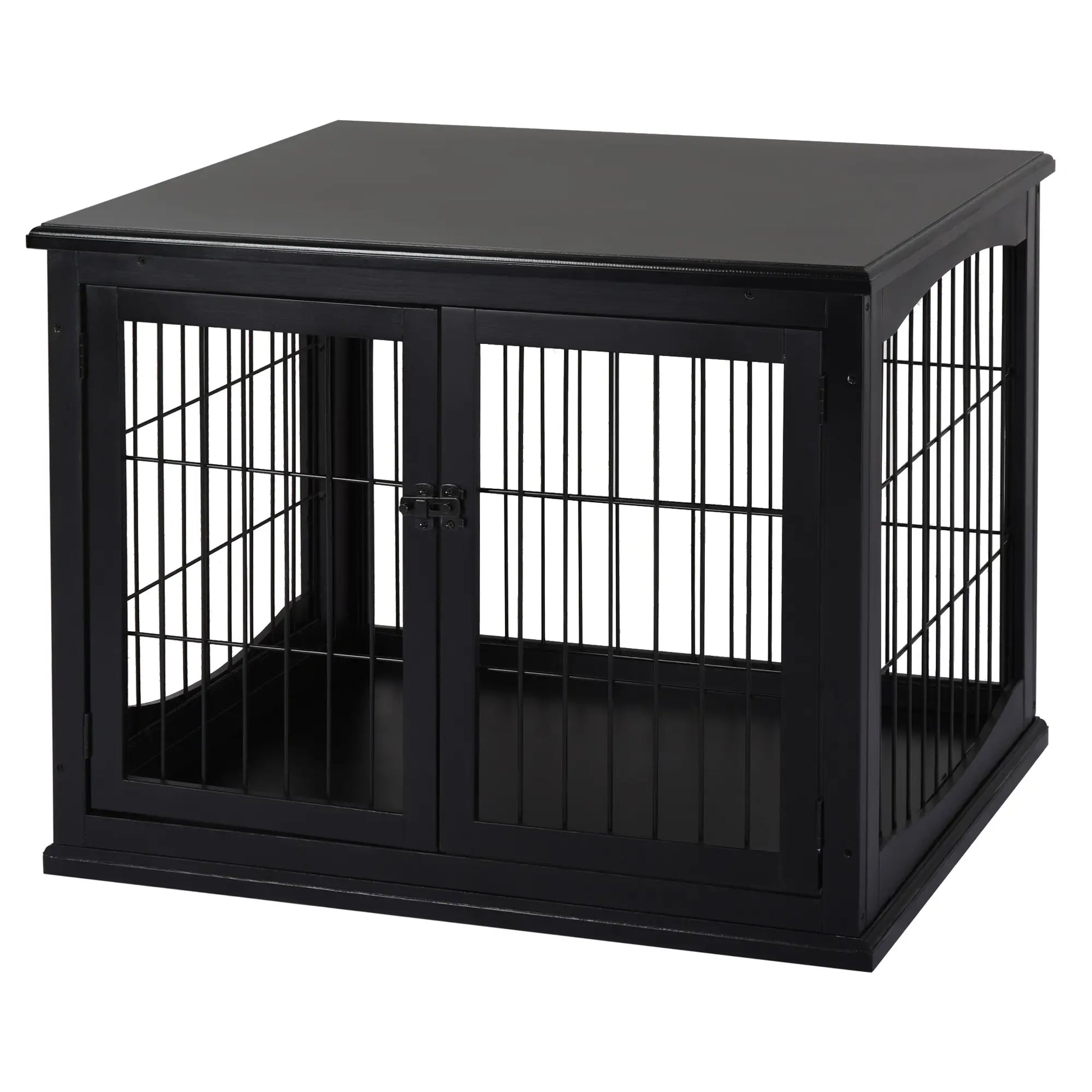 26" Wooden Dog Cage, Double Door, Modern Design, Black Houses, Kennels & Pens Black at Gallery Canada
