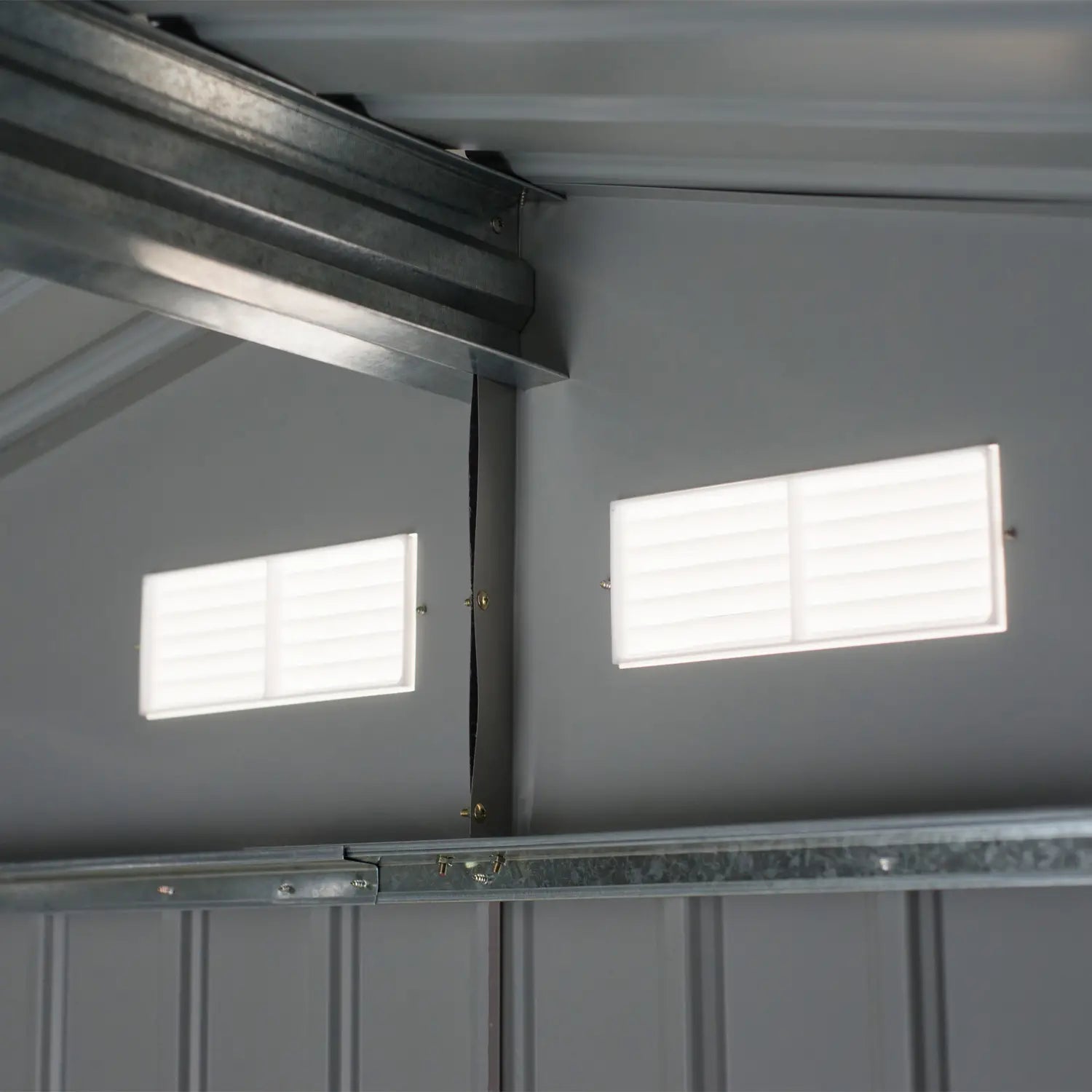 9x6 Galvanized Steel Garden Shed, Double Doors, Foundation Kit, Grey Sheds at Gallery Canada