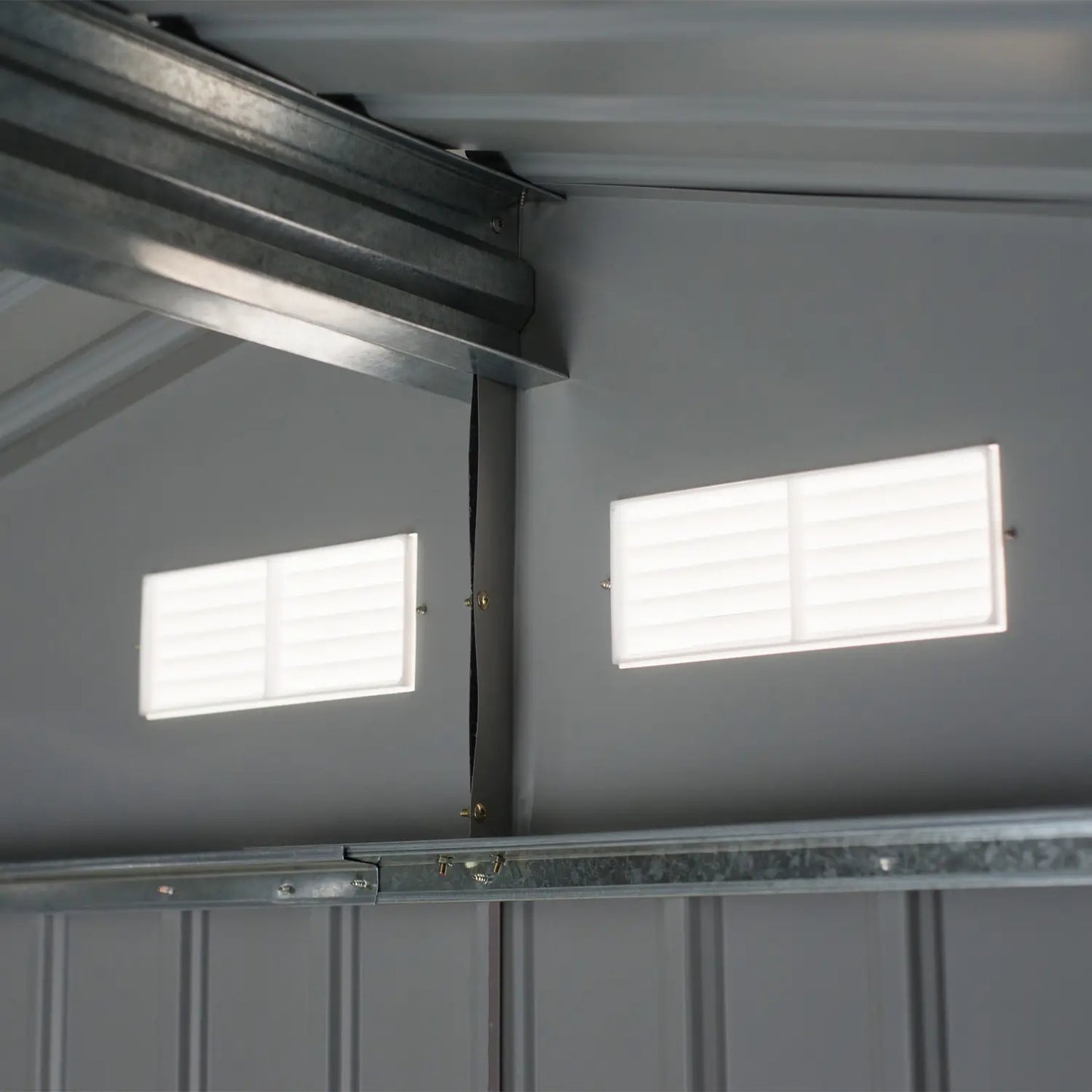 9x6 Galvanized Steel Garden Shed, Double Doors, Foundation Kit, Grey Sheds at Gallery Canada