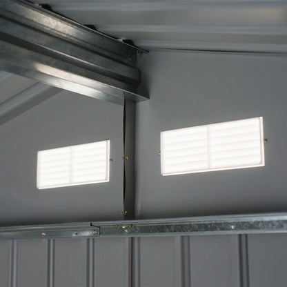 9x6 Galvanized Steel Garden Shed, Double Doors, Foundation Kit, Grey Sheds at Gallery Canada